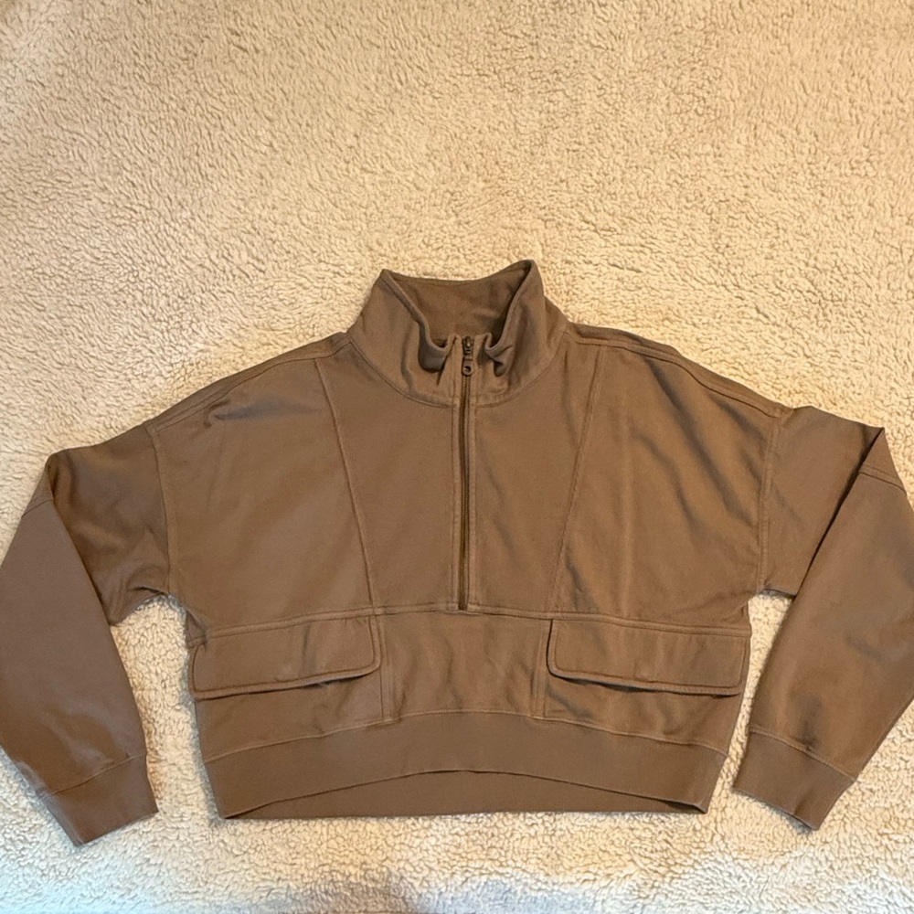 The Normal Brand Cropped Quarter-Zip Pullover
